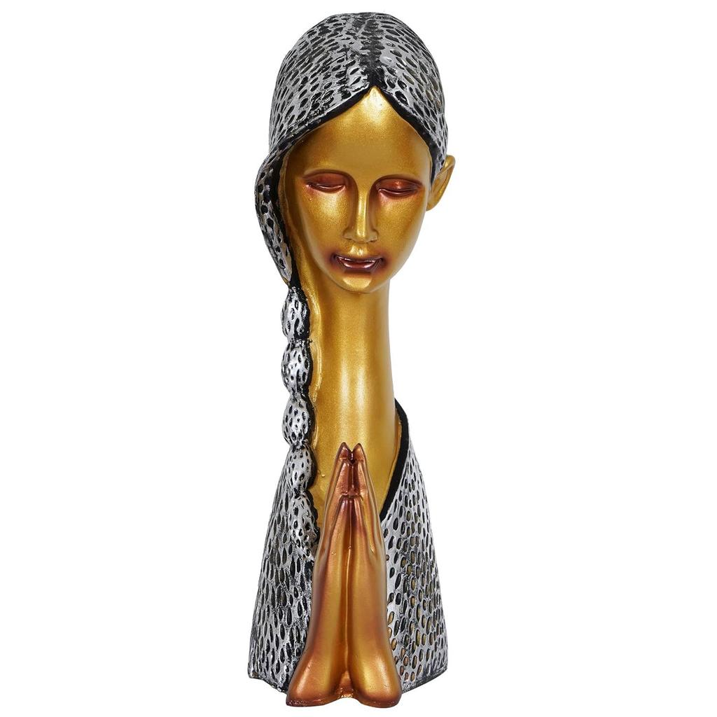 Polyresin Willkommensdame Schauobjekt für Heim- und Bürodeko - Perfekt für Regale (14" Zoll, Mehrfarbig)