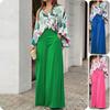 2026 Spring European & American Women's Printed Shirt & Elegant Wide-leg Pants Fashion Set