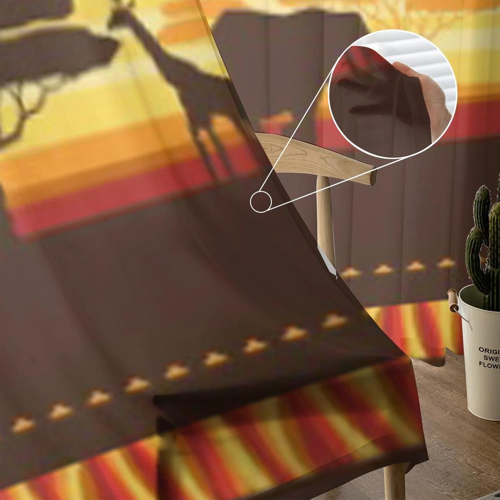African Elephant And Giraffe Sheer Curtains For Bedroom Exquisite Voile Curtain Living Room Kitchen Chiffon Fabric Curtains