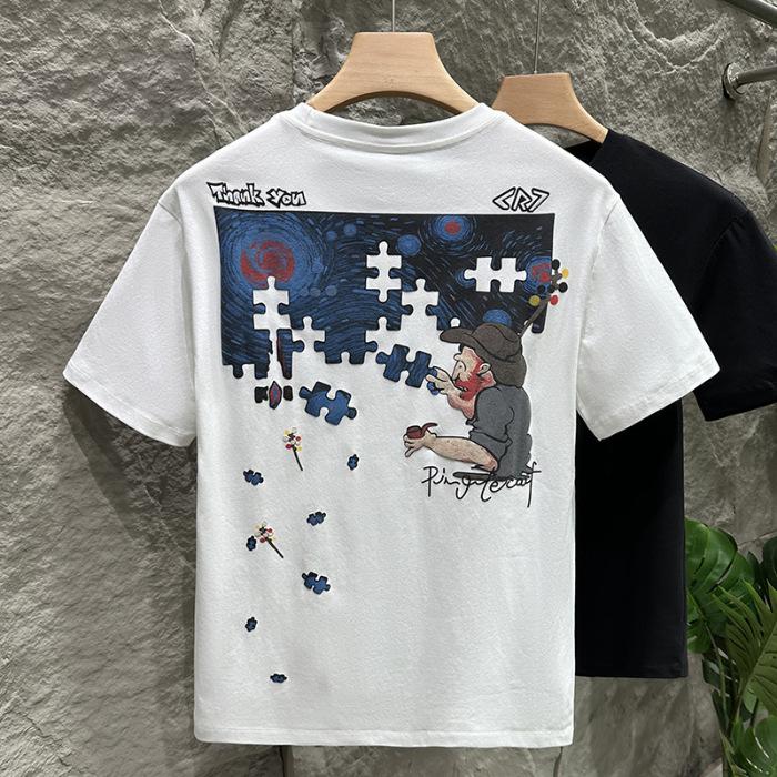 Summer Mens Short-sleeved Dopamine Wear Half-sleeved Printed T-shirt Thin T-shirt