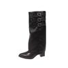 European and American Pointed Thick Heel Thin Inner Heightening Sleeve Martin Boots 2025 Autumn and Winter Spice Girl Fried Street Crowe Knight Boots