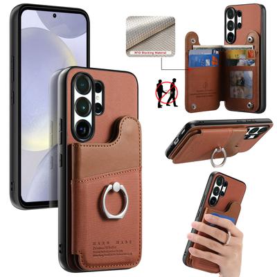 Luxury Cowboy Pattern Wallet Ring Holder Leather Case For Samsung S25 Ultra S24 Plus S23 A17 A07 RFID Card Solt Stand Bag Cover