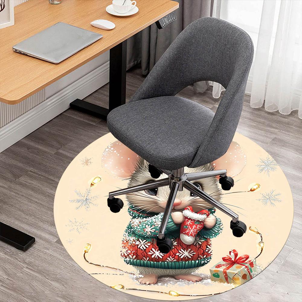 

1 шт. коврик для стула с рисунком мыши, круглый ковер для пола - нескользящий, напольный коврик для офиса, спальни и декора помещений -1002027 80cm by 80cm