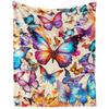 Purple Butterfly Flannel Blanket Watercolor Pattern Blanket Home Office Nap Blanket Air Conditioning Blanket