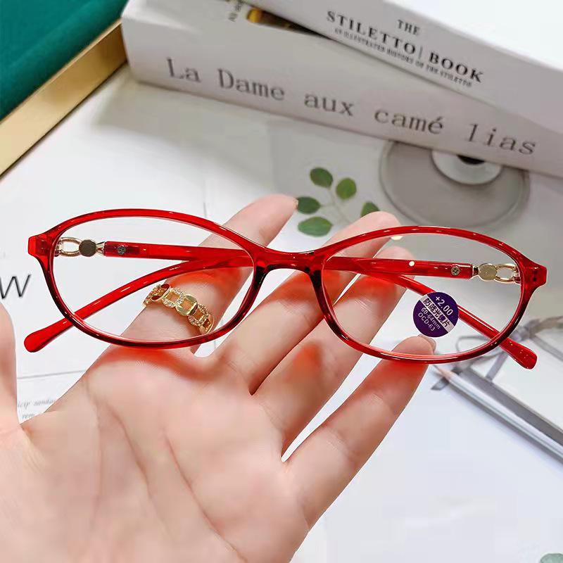 Elegant Diamond-Studded Anti-Blue Light Reading Glasses for Women - Ultra-Light, High-Definition Frames (Model 1907)
