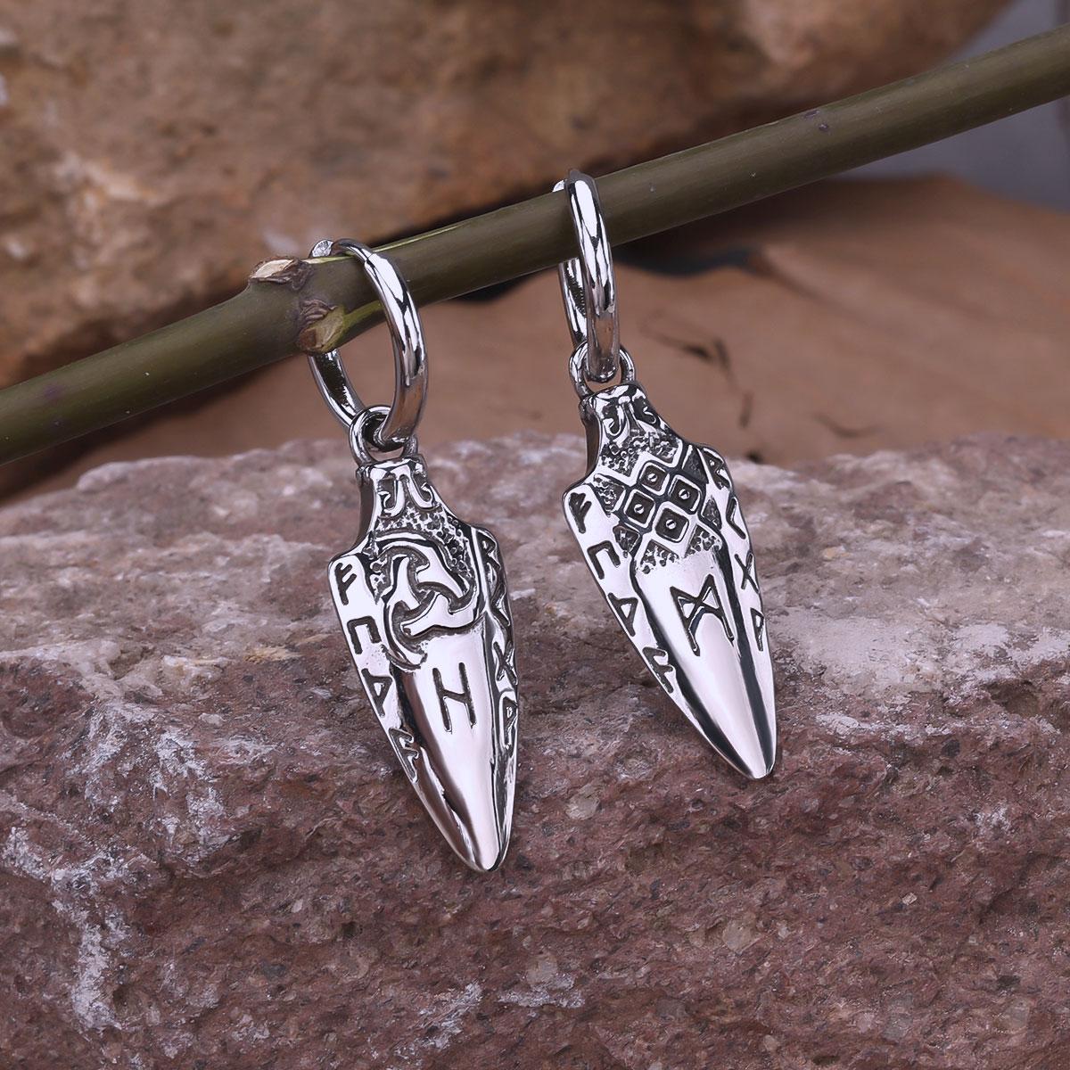 

Scandinavian Warrior Weapon Spear Drop Earrings Nordic Vikings Celtic Knot Rune Amulet Stainless Steel Dangle Earring Jewelry