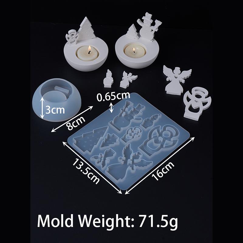 Christmas Series Candle Holder Silicone Mold DIY Plaster Pouring Round Scented Candle Cup Christmas Tree Angel Insert Base Craft