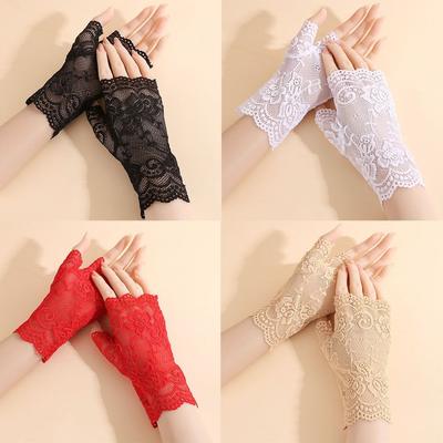 Half Finger Lace Gloves Sexy Dressy Driving Gloves Fashion Wedding Bridal Gloves  Spring Summer