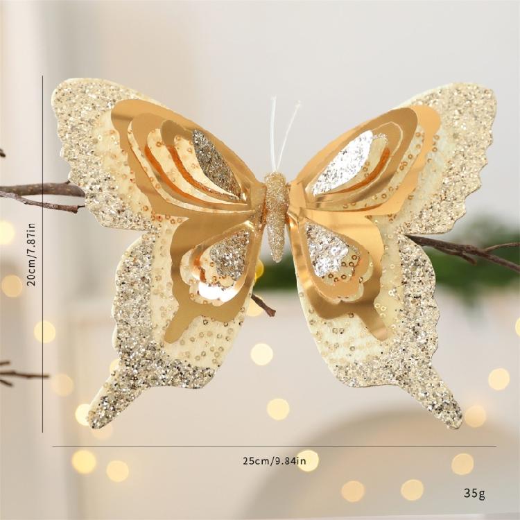 Kunststoff Pailletten Schmetterling Ornament 25Cm Glitzernder Flügel Weihnachtsbaum Hängedekoration Für Kamine Türrahmen Auslage