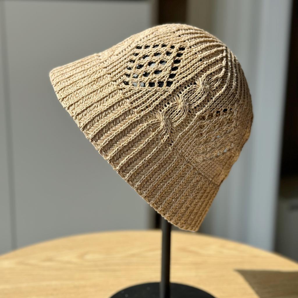 Wczesnowiosenny dziergany kapelusz rybacki Modny ażurowy kapelusz doniczkowy z kwiatem szydełkowym Kapelusz wyszczuplający twarz Letni wszechstronny kapelusz przeciwsłoneczny na zewnątrz dla kobiet