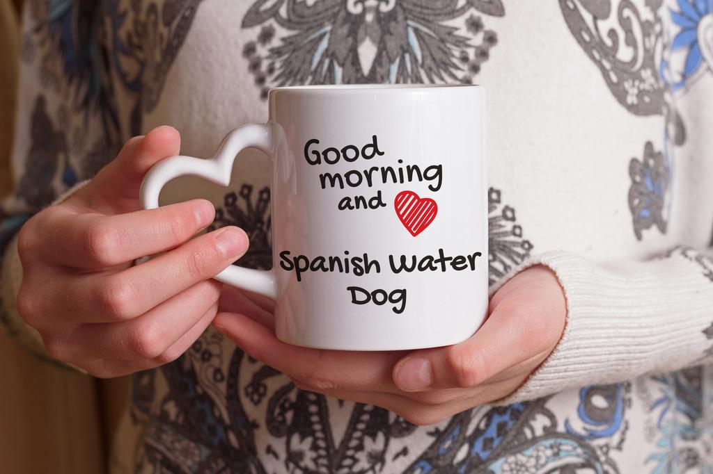 Spanish Water Dog - Cup with a Dog, Adorable Cup with a Heart-shaped Handle, Universal Gift from the Art-Dog Brand