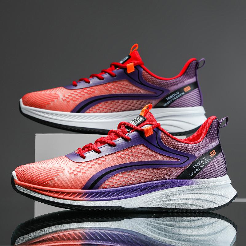 

Soft Sole Running Shoes for Men 2024 Korean Fashion Sports Shoes with Air Lacing Versatile Casual Shoes sneakers men 44 красный