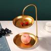 Luz nórdica de lujo de hierro para frutas, plato de doble capa, estante para dulces, sala de estar, bandeja para aperitivos, cesta organizadora de aperitivos multifunción Simple