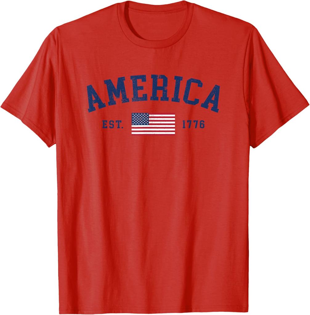 American Flag USA United States of America US 4th of July T-Shirt Make America Great Again Fashion Casual Short Sleeve T-shirt