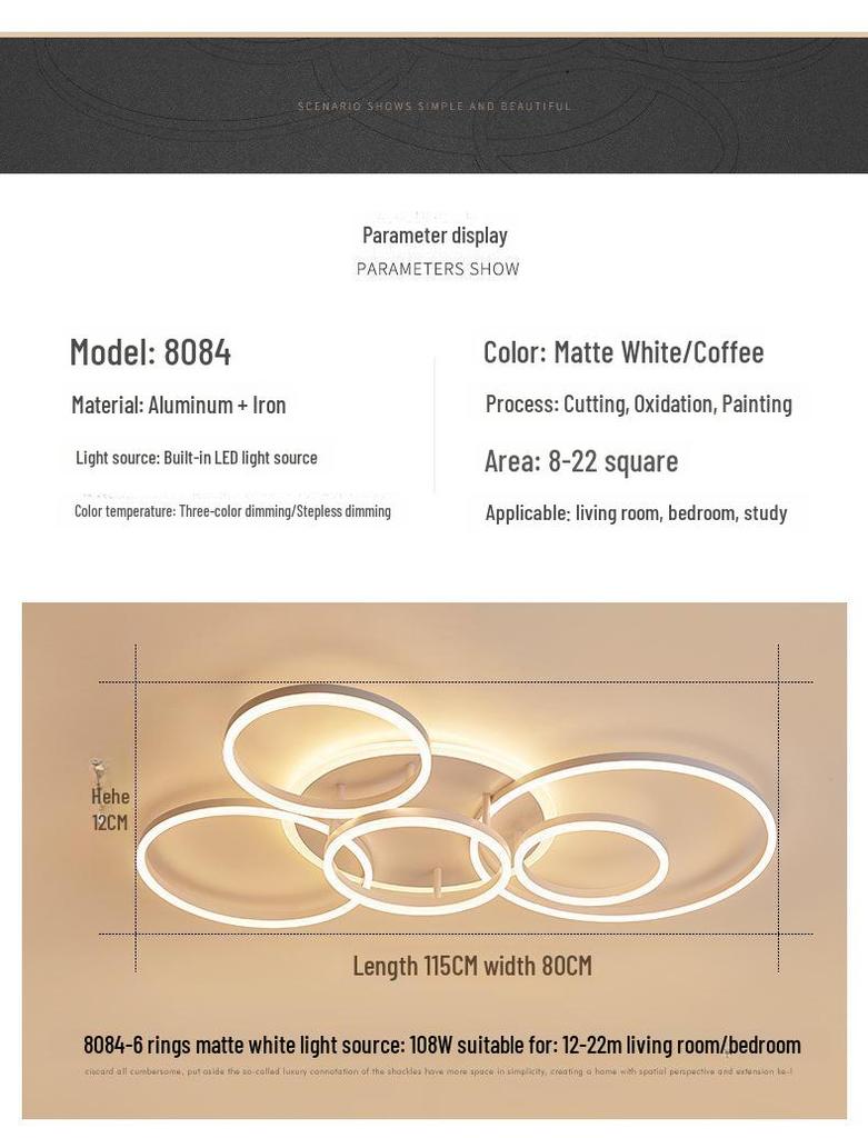 Nordic Modern LED Ceiling Lamp - Creative Round Design for Living Room, Study, Bedroom