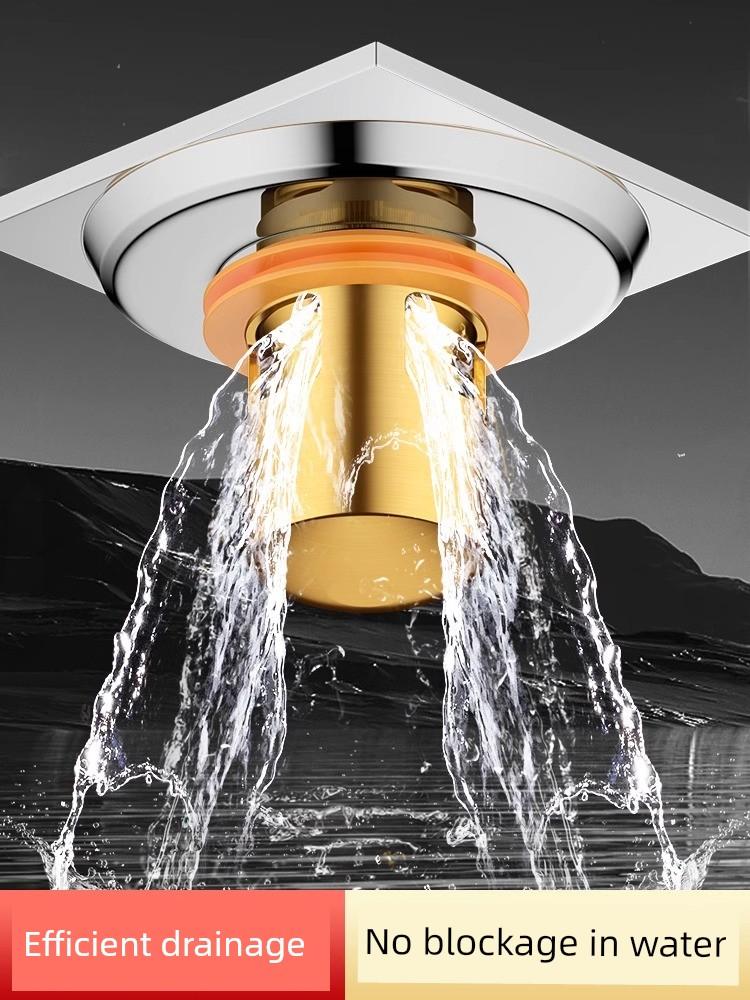 Copper Floor Drain Neutral Inner Core Insect-Proof Closed Cover Bathroom Drain Outlet Downcomer Anti-Odor Handy Gadget