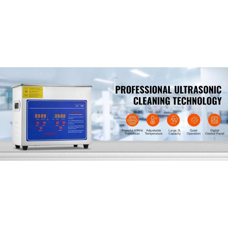 3L Ultrasonic Cleaner Machine Stainless Steel Ultrasonic Cleaning Machine Digital Heater Timer Jewelry Cleaning for Home