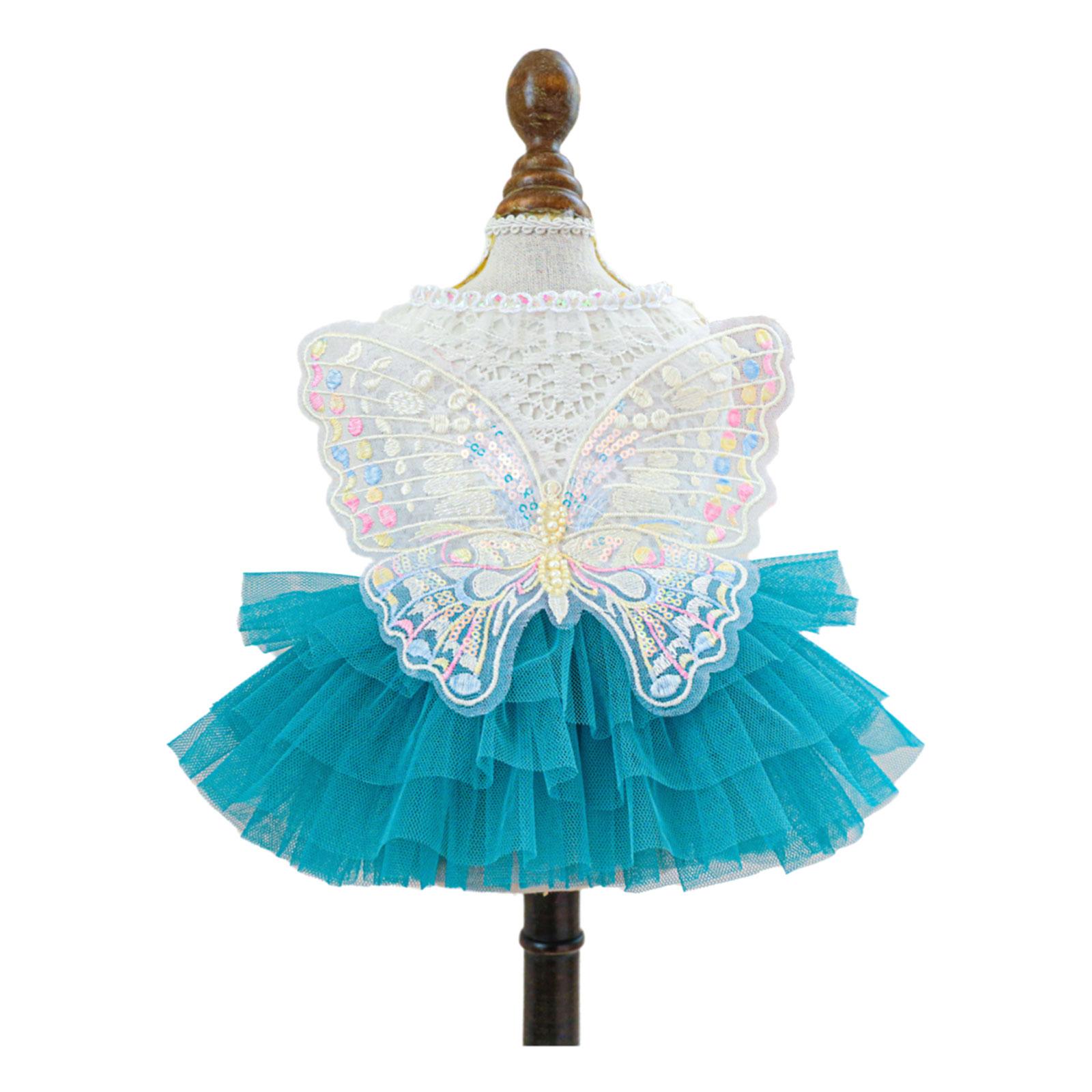

Cats Costume Wedding Dress Small Dog Skirt Butterfly Lace Dress for Cats Dog Photography Formal Occasion Pet Costume XL