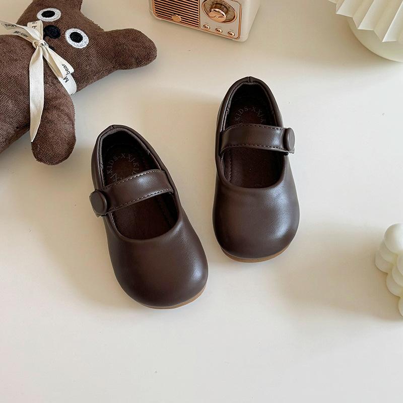 

Girls Korean version of retro Mori small leather shoes 2025 spring and autumn new children s Velcro princess shoes soft-soled single shoes 25