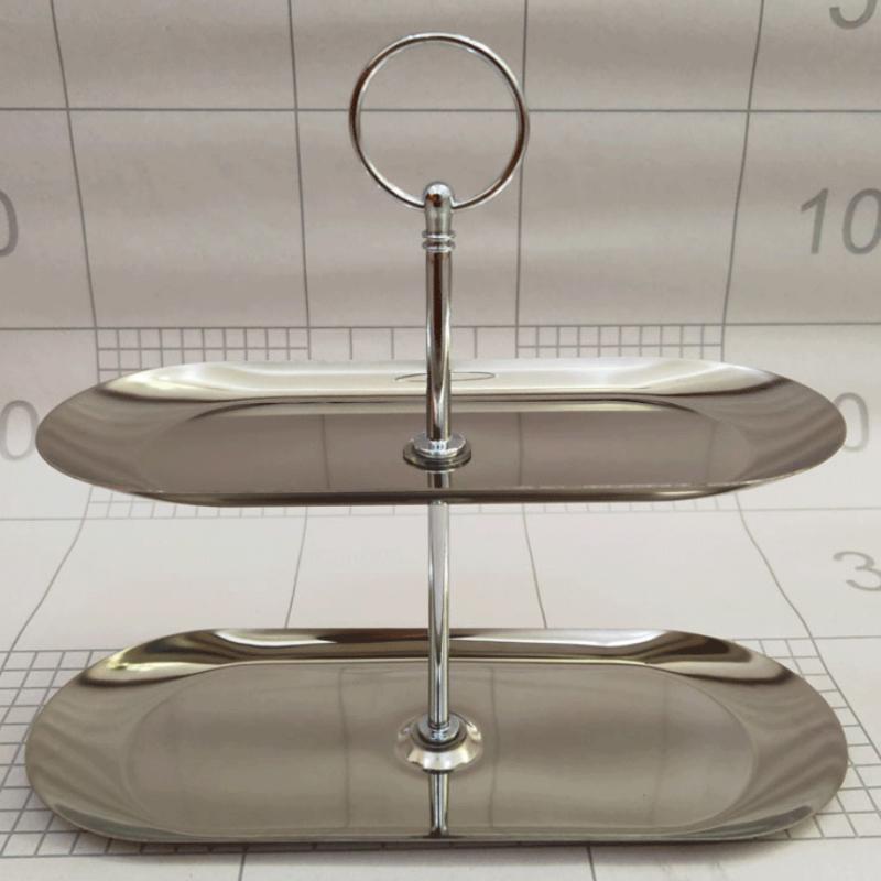 

1pc European-style Stainless Steel Oval-shaped Cake Rack Home Afternoon Tea Snack and Dessert Rack Dried Fruit and Fruit Plate серебряный
