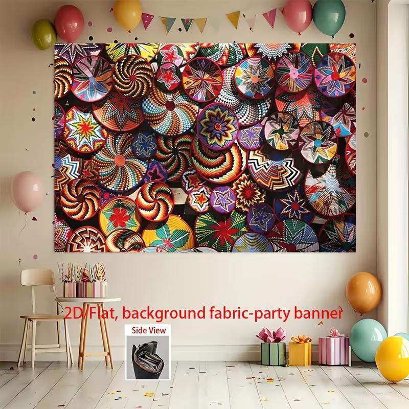 2D Colorful Mexican Art Backdrop for Fiesta & Holiday Party 47.2x31.5inch/120*80cm