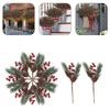 Festive Set of 10 Artificial Pine Branches with Berries and Cones Perfect for Winter Decor in Homes or Offices