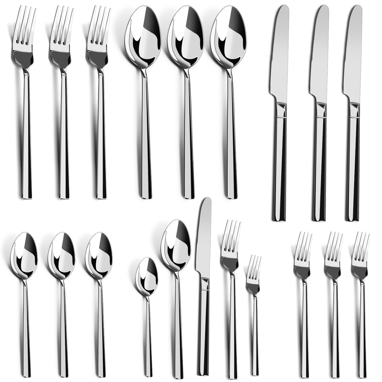 

Boryenty Столовые приборы из нержавеющей стали Нордик Включает 4 Обеденные 4 4 4 и 4 Десертные Стильные Идеально подходят для Свадеб и Других Особых 20 предметов Безопасны для мытья в посудомоечной машине