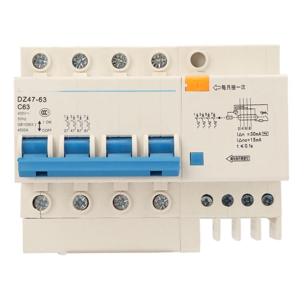 4P Circuit Breaker Good Current Protection Device Pa66 Shell 4500A Breaking Capacity DIN Rail Mount Circuit Breaker 400V