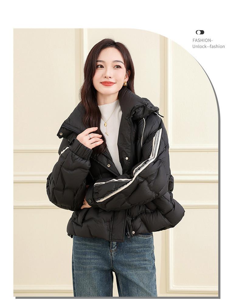 Winter new versatile hooded short jacket with thick fleece for women