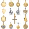 Europe New Copper Plated Gold Cross Constellation Charm Plain Pendant Bead Fit 3Mm Original Bracelet Jewelry For Gift