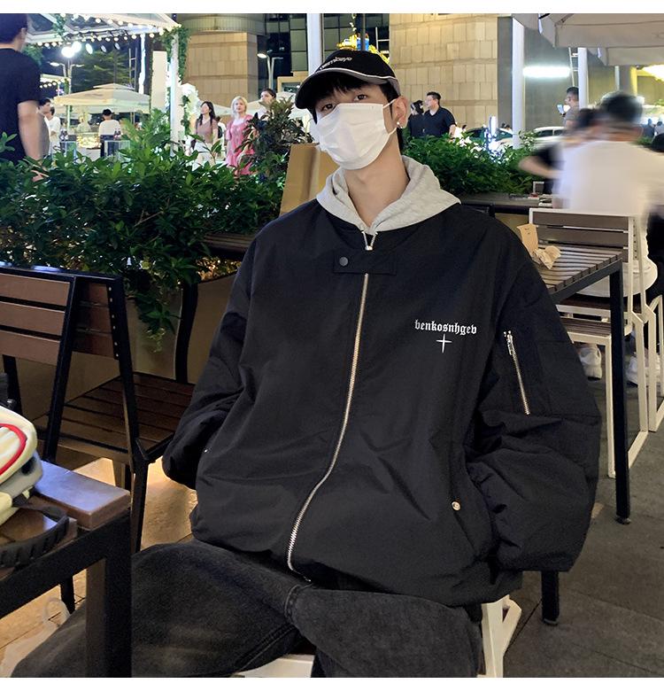 Men's Vintage West Coast Retro Baseball Flight Jacket – Oversized Spring/Autumn Style