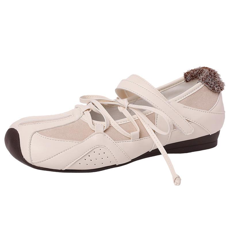 Niche Design Ballet Shoes Single Shoes Women's 2025 Spring New Square Head Retro Sports Casual Mary Jane Shoes