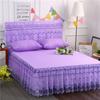 3pcs Set Bed Spread Princess Lace Bed Skirt Solid Color Luxury King Queen Bedspread with 2pcs Pillowcase