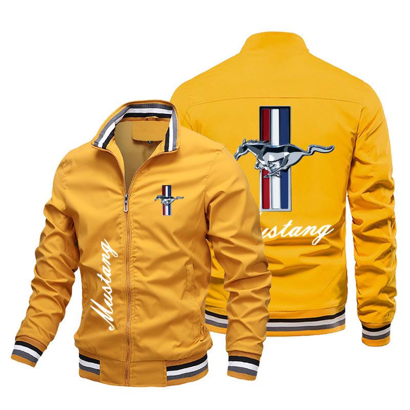 Spring & Autumn Men's Ford Mustang Logo Jacket - Fashionable High-Quality Racing Suit, Sporty Casual Wear