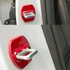 4Pcs Door Lock Latch Buckle Protector Covers Fit for Hyundai Kona EV Santa Fe Ioniq Sonata Kia Soul Sportage Red Stainless Steel