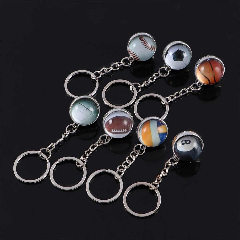 Key Holder Soccer Bag Pendant Glass Ball Keychain Tennis Keychain Basketball Keychain Ball Keyring