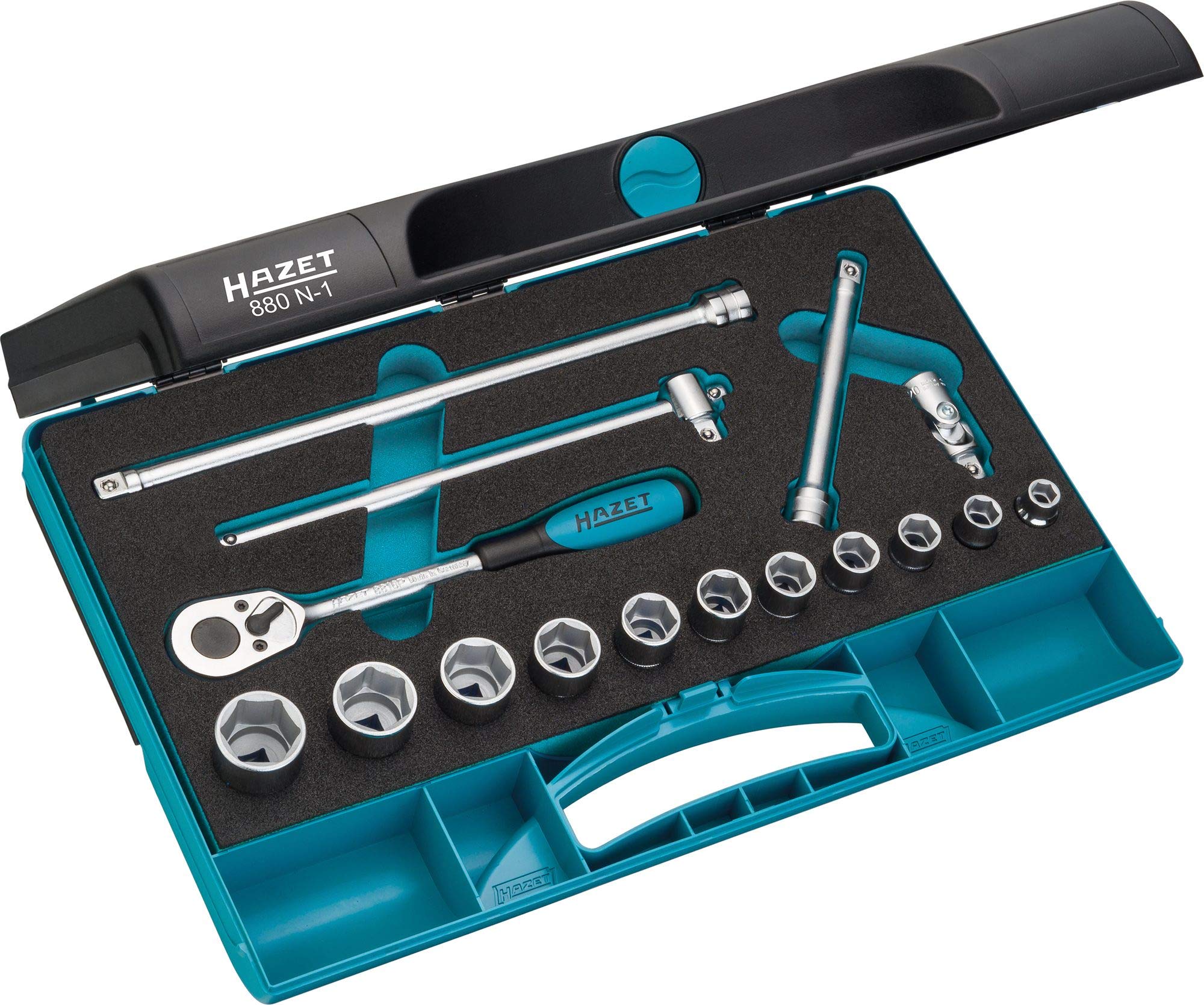 

HAZET Socket Wrench 16 1 Drive Corner Japanese Import Set, Silver/Black, Hexagonal, Pieces, Set, 9.5mm [Regular Product] 880N-1