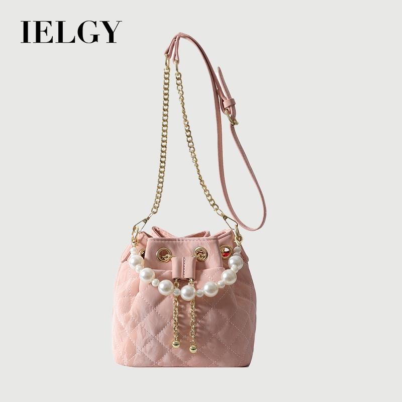 IELGY Fashion Niche Diamond Embroidery Thread Mori Cute Female Bag Chain Cross-body Bucket Bag