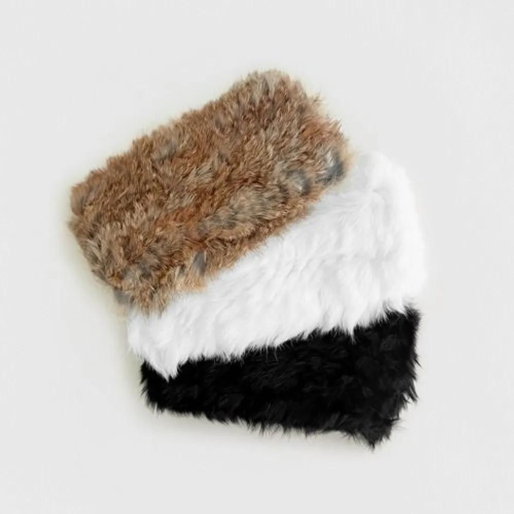 [1+1] Rabbit Fur Hairband 3 Colors brown