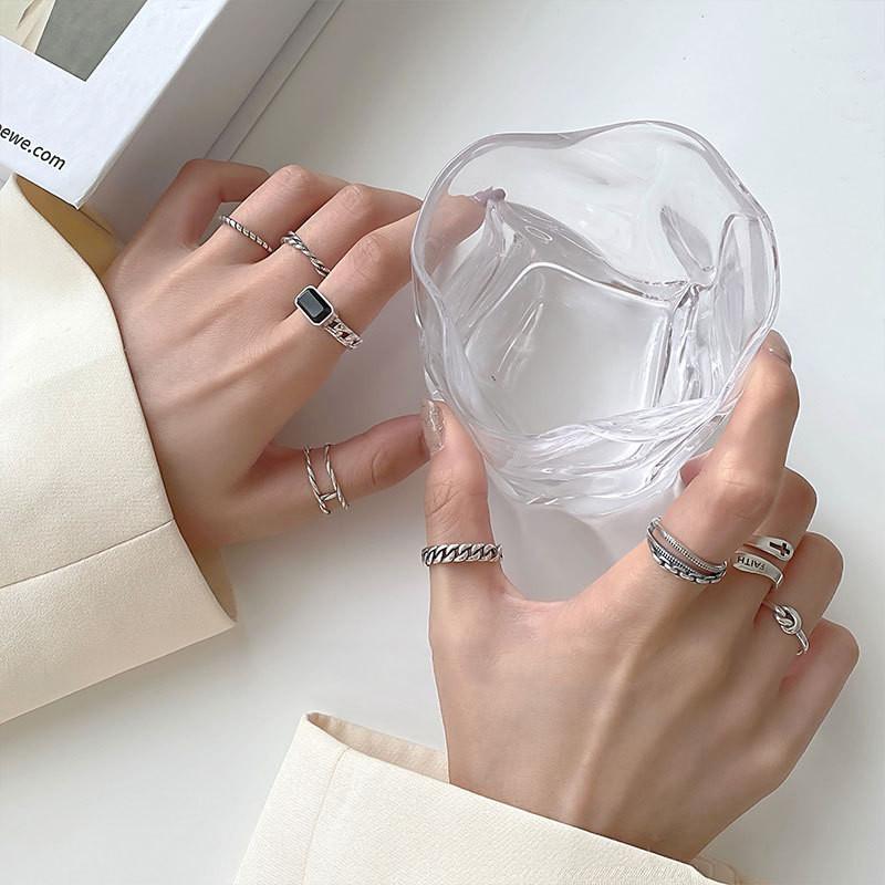 Unique S925 Silver Layered Hip Hop Ring For Women With Geometric Design And Versatile Style