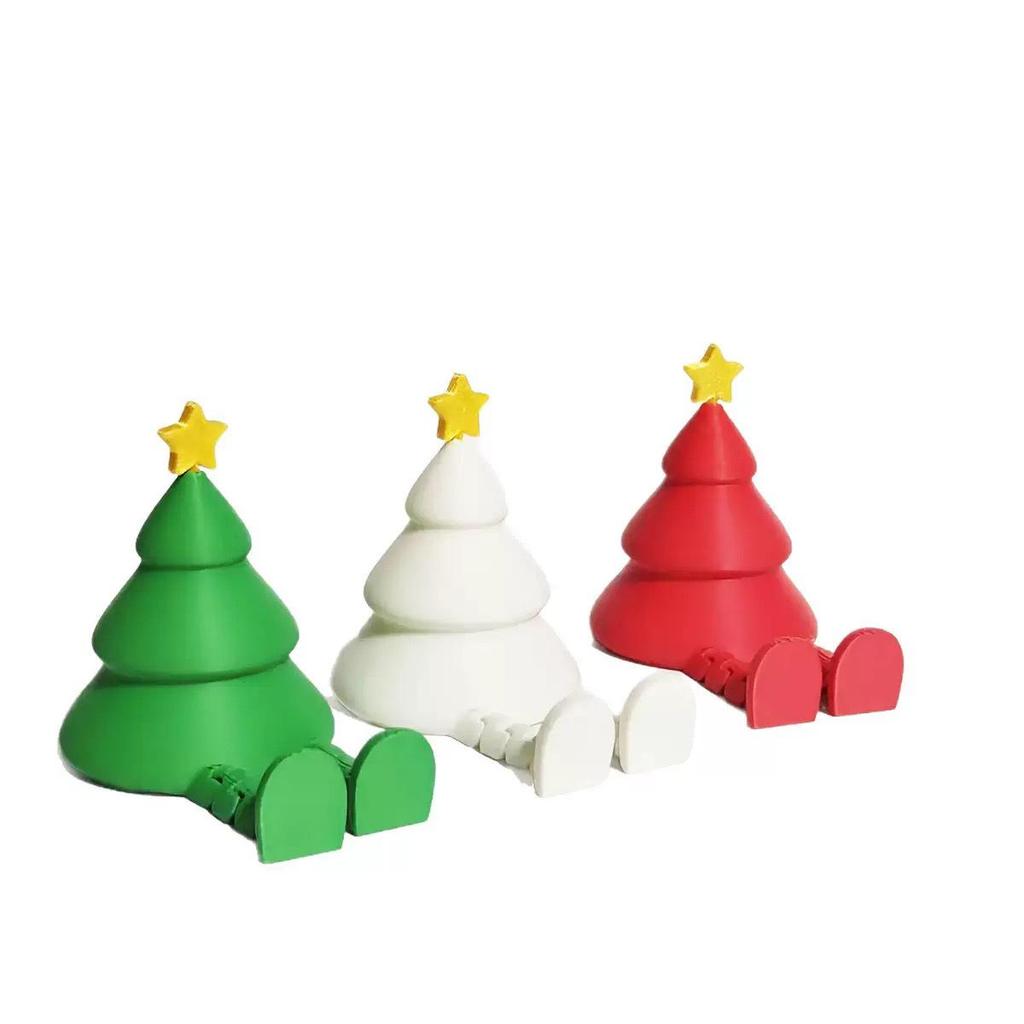 3D Printed Colorful Christmas Tree with Movable Joints - Desktop Ornament & Gift