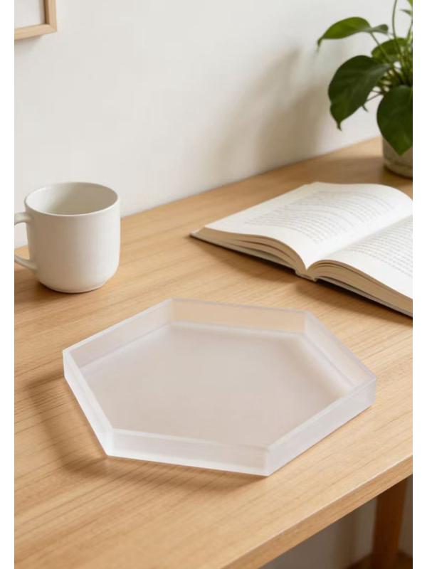 Frosted Acrylic Hexagon Tea Coaster & Dessert Plate Frosted Hexagon (1 piece)