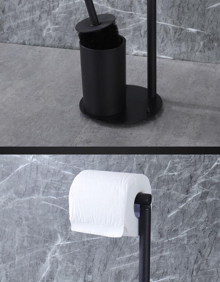 Cross-Border Vertical Bathroom Toilet Paper & Brush Holder - Multifunctional Floor-Standing Roll Organizer