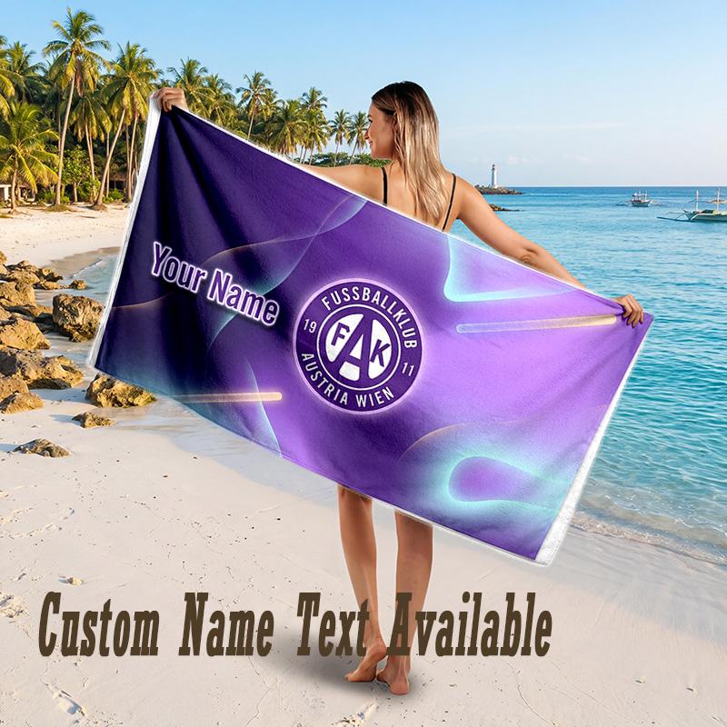 Austria Wien FC Design Beach Towel Custom Text Large Towel for Beach Vacation