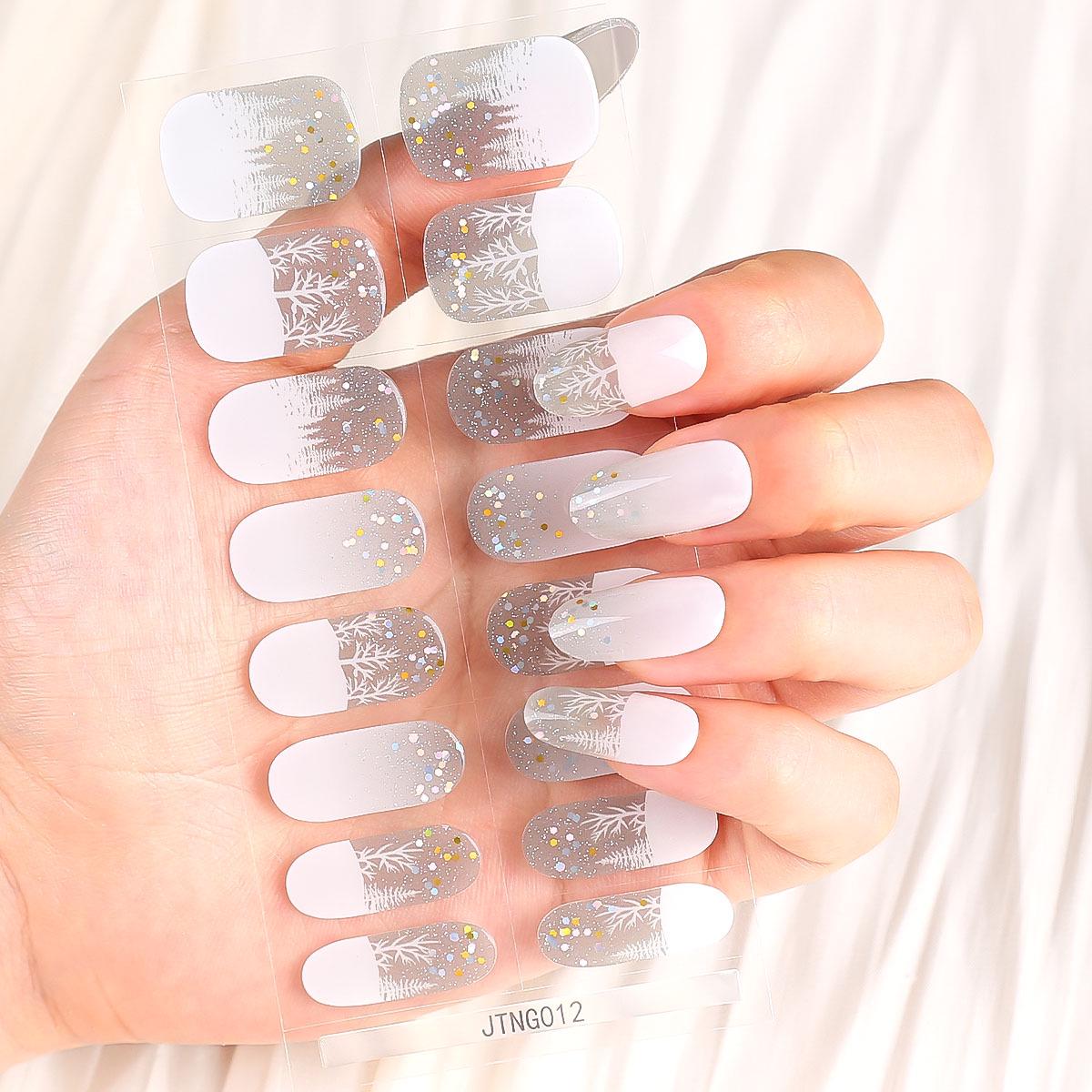Festive Bestseller: 16-Finger Semi-Cured Gel Nail Art Stickers - New Light-Cured European American Style