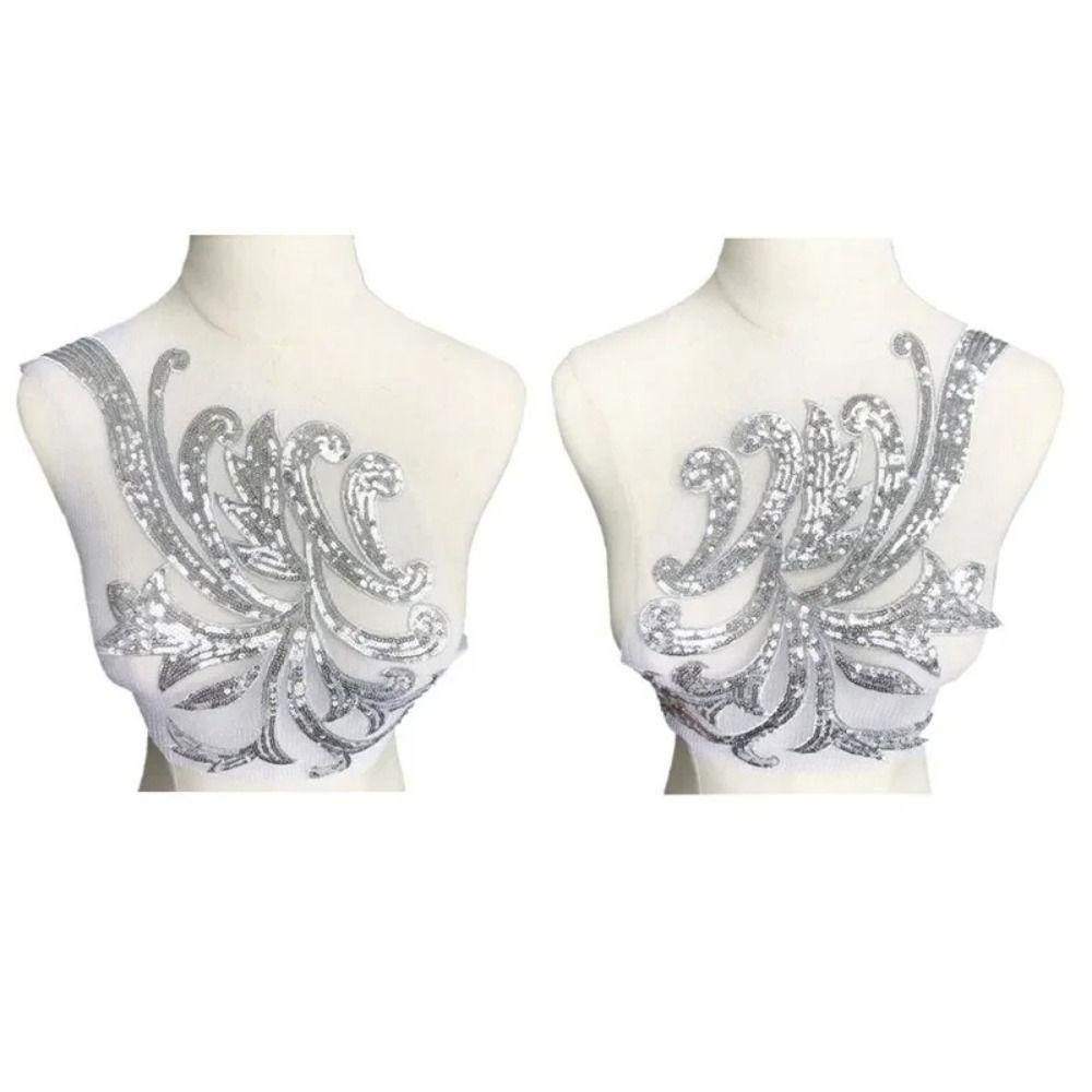 Gold Silver Red Sewing Supplies 40*19CM Bodice Applique Fabric Fashion Elegant Sequin Patches