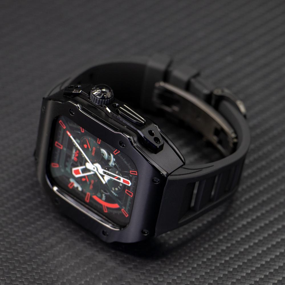 Stainless Steel Modification Kit For Apple Watch 8 Ultra 49mm 7 6 5 4 SE 44MM 45MM Case Sport ONLY Band iWatch Rubber Refit Mod