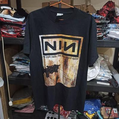 NIN Nine Inch Nails The Downward Spiral T-shirt Noir Vintage Unisexe Réimpression Unisexe Homme Femme Été Décontracté Col Rond Coton