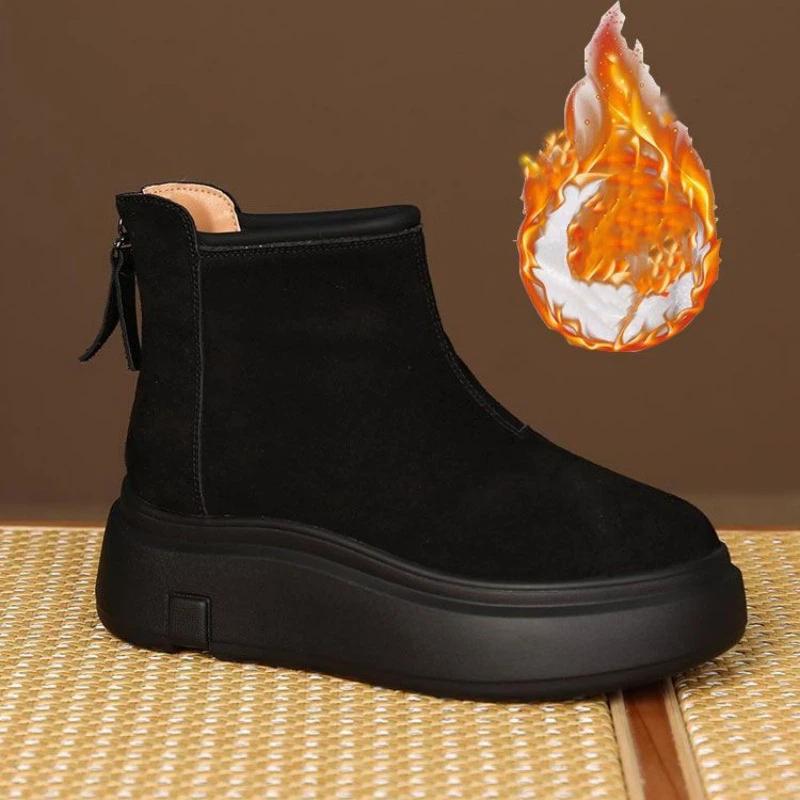 Women's Winter Fleece Lined Ankle Boots Warm Slip On Platform Snow Boots