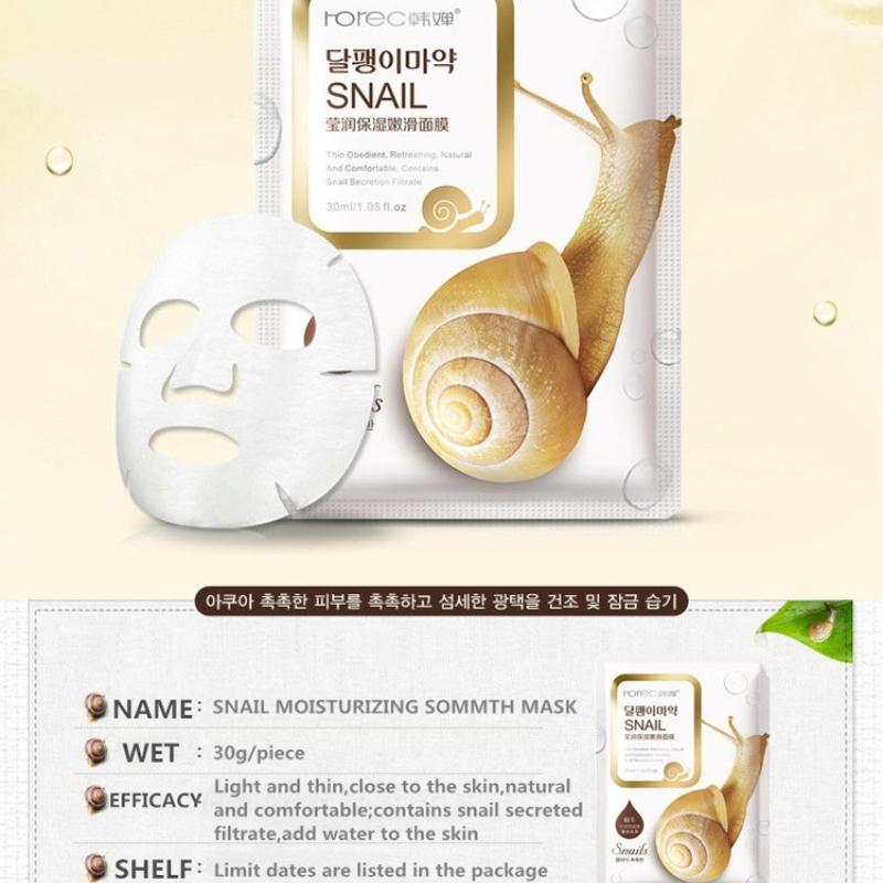 10pcs/Lot Snail Essence Facial Mask Skin Care Face Mask Whitening Hydrating Moisturizing Mask Korean Tender Skin And Soft Skin
